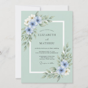 Seafoam Botanical Wedding Invitation