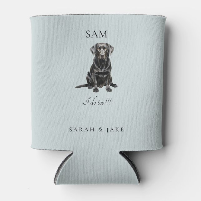 Seafoam Custom Pet Name Wedding Napkins  Can Cooler (Front)