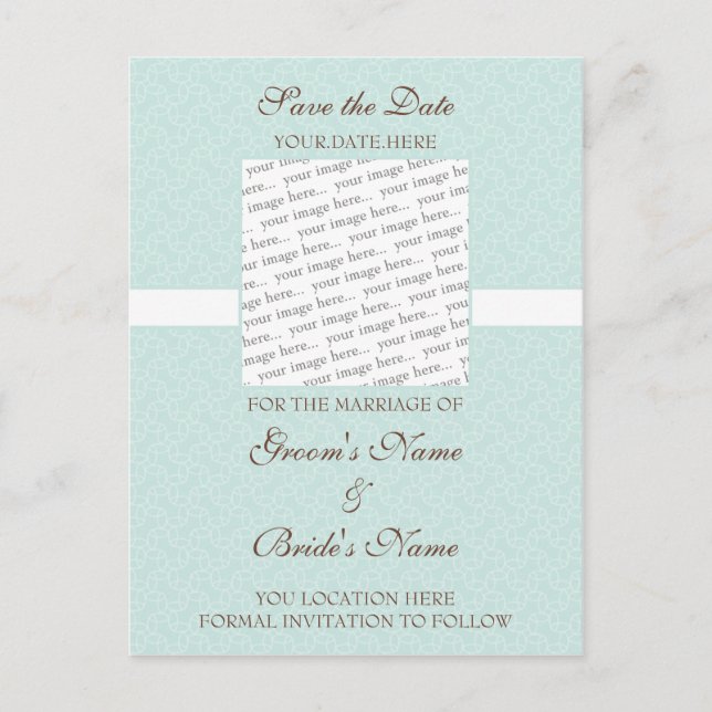 Seafoam Eggshell Save the Date Postcard (Front)
