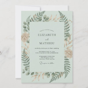 Seafoam Fern Leafy Wedding Invitation