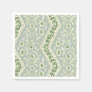 Seafoam Floral Stripe on Cream, Bar Cart Napkin