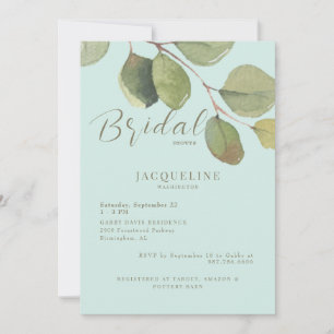 Seafoam Gold Text Bridal Shower Invitation