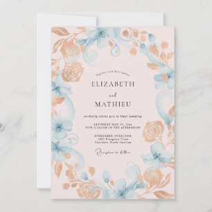 Seafoam Golden Painted Wedding Invitation
