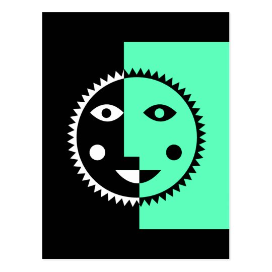 Seafoam Green Abstract Sun Postcard