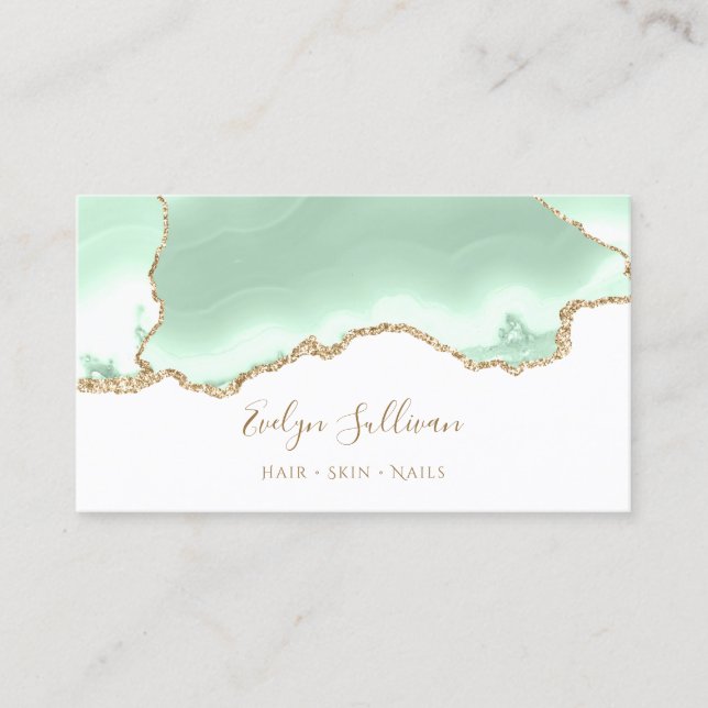 Seafoam green agate business card (Front)