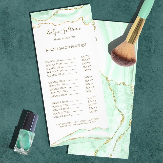 Seafoam green agate price list rack card (Creator Uploaded)