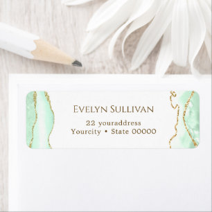Seafoam green agate return address label