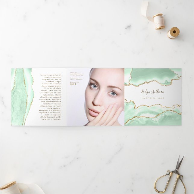 Seafoam green agate trifold brochure (Outside)