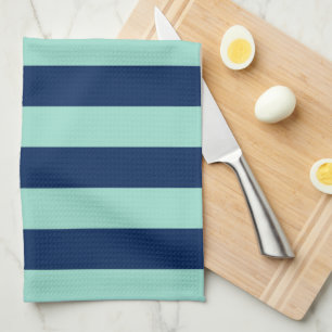 Seafoam Green and Navy Stripes Tea Towel