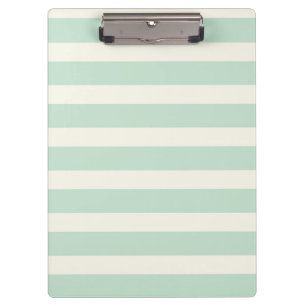 Seafoam Green and Off-White Stripes Clipboard