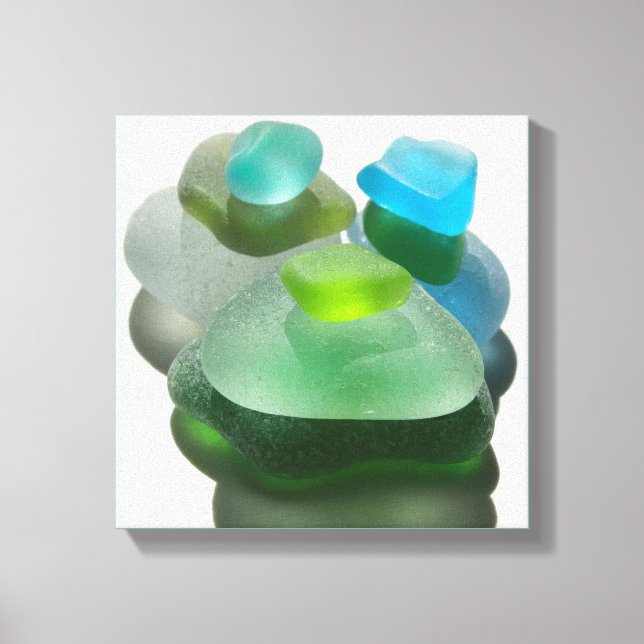 Seafoam green and turquoise sea glass canvas print (Front)