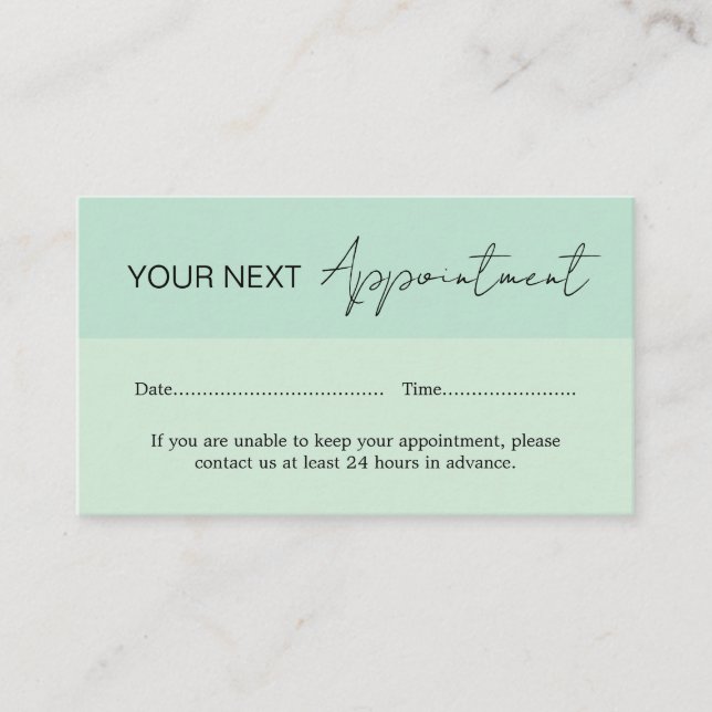 Seafoam Green Appointment Card (Front)