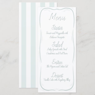Seafoam Green Border Striped Wedding Menu