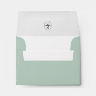 Seafoam Green Chic Minimalist Monogram Wedding Envelope