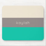 Seafoam Green Colour Block Pattern with Name Mouse Mat<br><div class="desc">A trendy minimalist design with a tri-colour colour block pattern in seafoam green,  taupe and sand beige. Personalise with your name or other desired text. This design is available in a variety of colour combinations.</div>