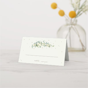 Seafoam Green/Cream Snowberry+Eucalyptus Wedding Place Card