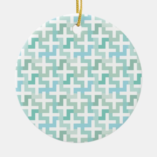 Seafoam Green Geometric Ceramic Tree Decoration (Front)