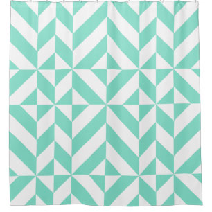 Seafoam Green Geometric Cube Pattern Shower Curtain