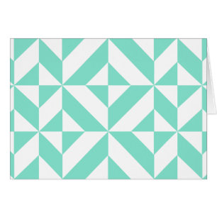 Seafoam Green Geometric Deco Cube Pattern