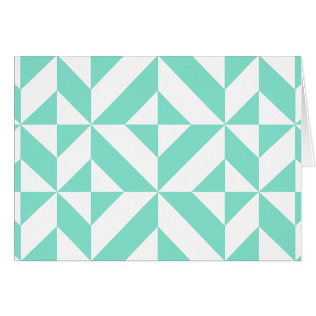 Seafoam Green Geometric Deco Cube Pattern (Front Horizontal)