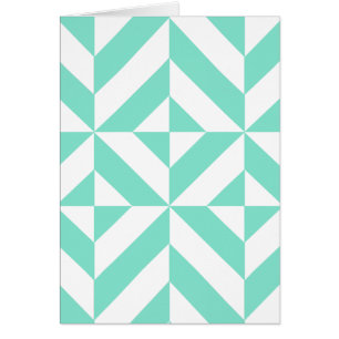 Seafoam Green Geometric Deco Cube Pattern