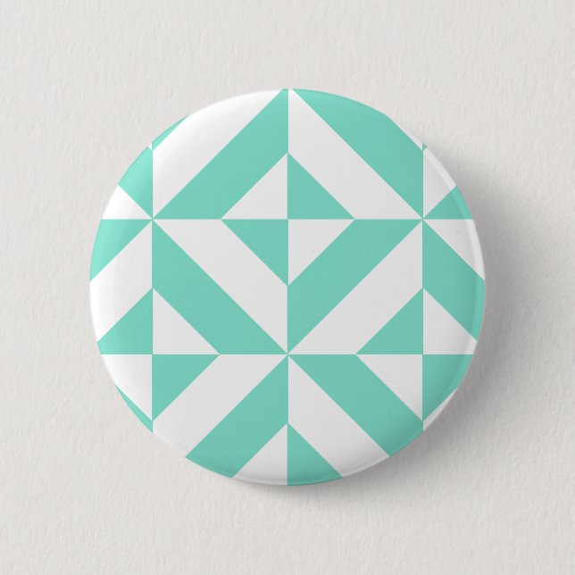 Seafoam Green Geometric Deco Cube Pattern 6 Cm Round Badge (Front)