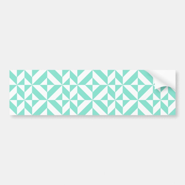 Seafoam Green Geometric Deco Cube Pattern Bumper Sticker (Front)