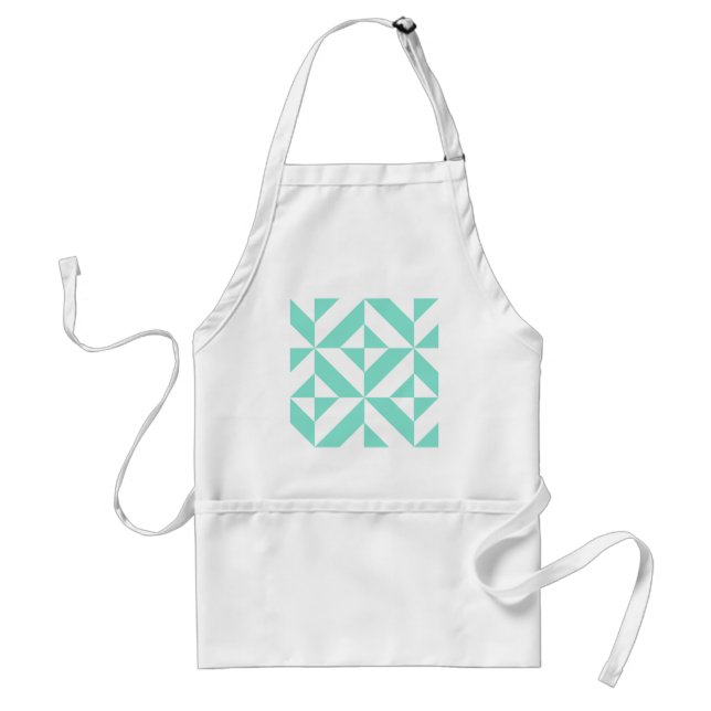Seafoam Green Geometric Deco Cube Pattern Standard Apron (Front)