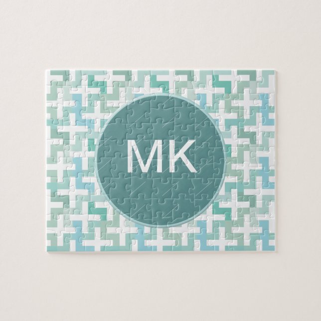 Seafoam Green Geometric Jigsaw Puzzle (Horizontal)