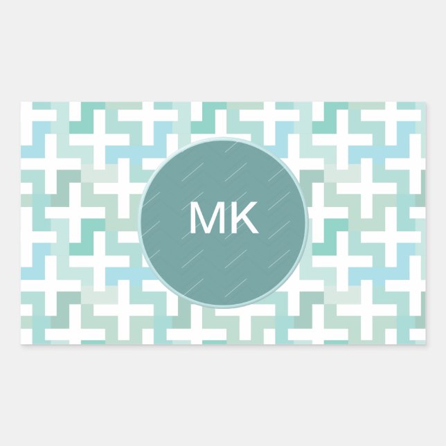 Seafoam Green Geometric Rectangular Sticker (Front)