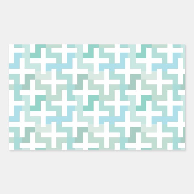 Seafoam Green Geometric Rectangular Sticker (Front)