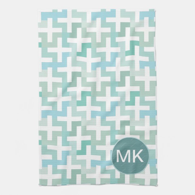 Seafoam Green Geometric Tea Towel (Vertical)