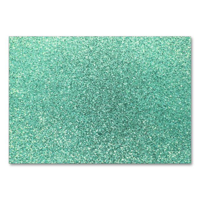 Seafoam green glitter table number (Front)