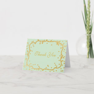 Seafoam Green Gold Confetti Frame Thank You Card