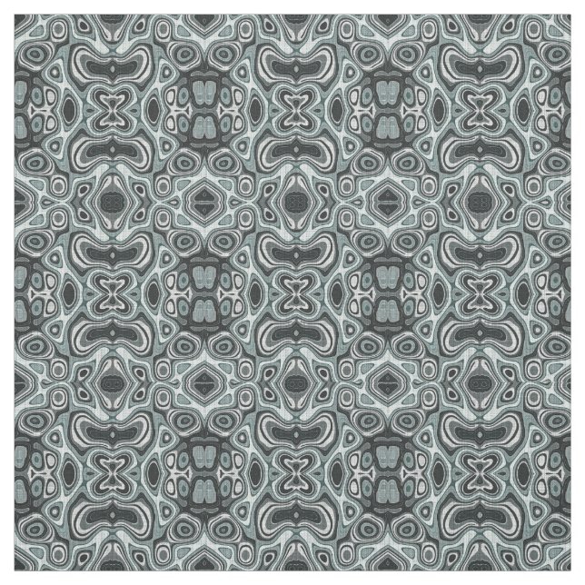 Seafoam Green Grey Bali Batik Style Pattern Fabric (Swatch)