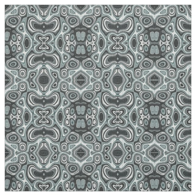 Seafoam Green Grey Bali Batik Style Pattern Fabric (Swatch)