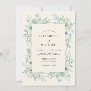 Seafoam Green Luminous Spring Wedding Invitation