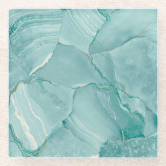 Seafoam Green Marble Glass Coaster