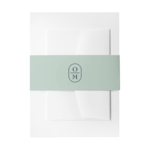 Seafoam Green Monogram Wedding Invitation Belly Band