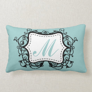 Seafoam Green Monogrammed Lumbar Cushion