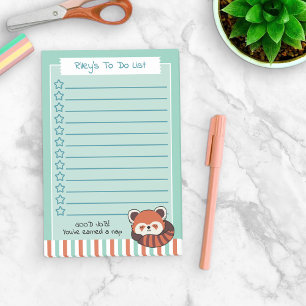 Seafoam Green Napping Red Panda To Do List Post-it Notes