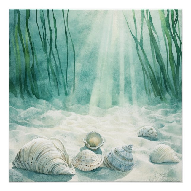 Seafoam Green Seashell Canvas Art Poster (Front)