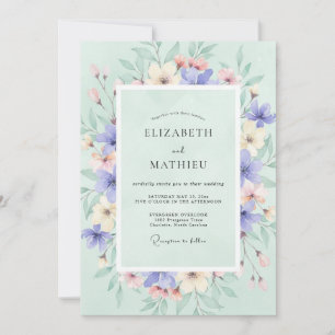 Seafoam Green Serene Spring Wedding Invitation