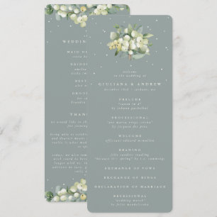 Seafoam Green Snowberry+Eucalyptus Bouquet Wedding Programme