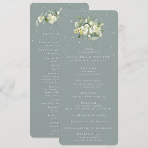 Seafoam Green Snowberry+Eucalyptus Bouquet Wedding Programme