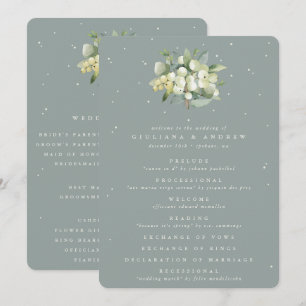 Seafoam Green Snowberry+Eucalyptus Bouquet Wedding Programme
