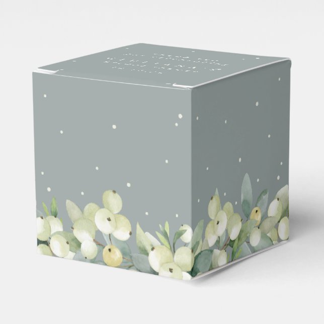Seafoam Green Snowberry+Eucalyptus Bridal Shower Favour Box (Front Side)