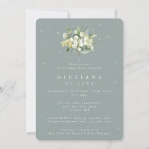 Seafoam Green Snowberry+Eucalyptus Bridal Shower Invitation