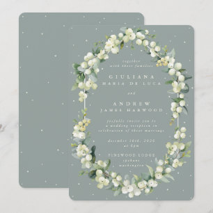 Seafoam Green Snowberry+Eucalyptus Reception Only Invitation