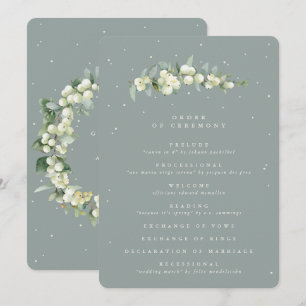 Seafoam Green Snowberry+Eucalyptus Stem Wedding Programme